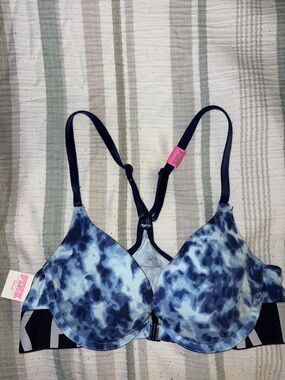 PINK Victoria's Secret Blue Tie-Dye Front-Close Racerback Bra